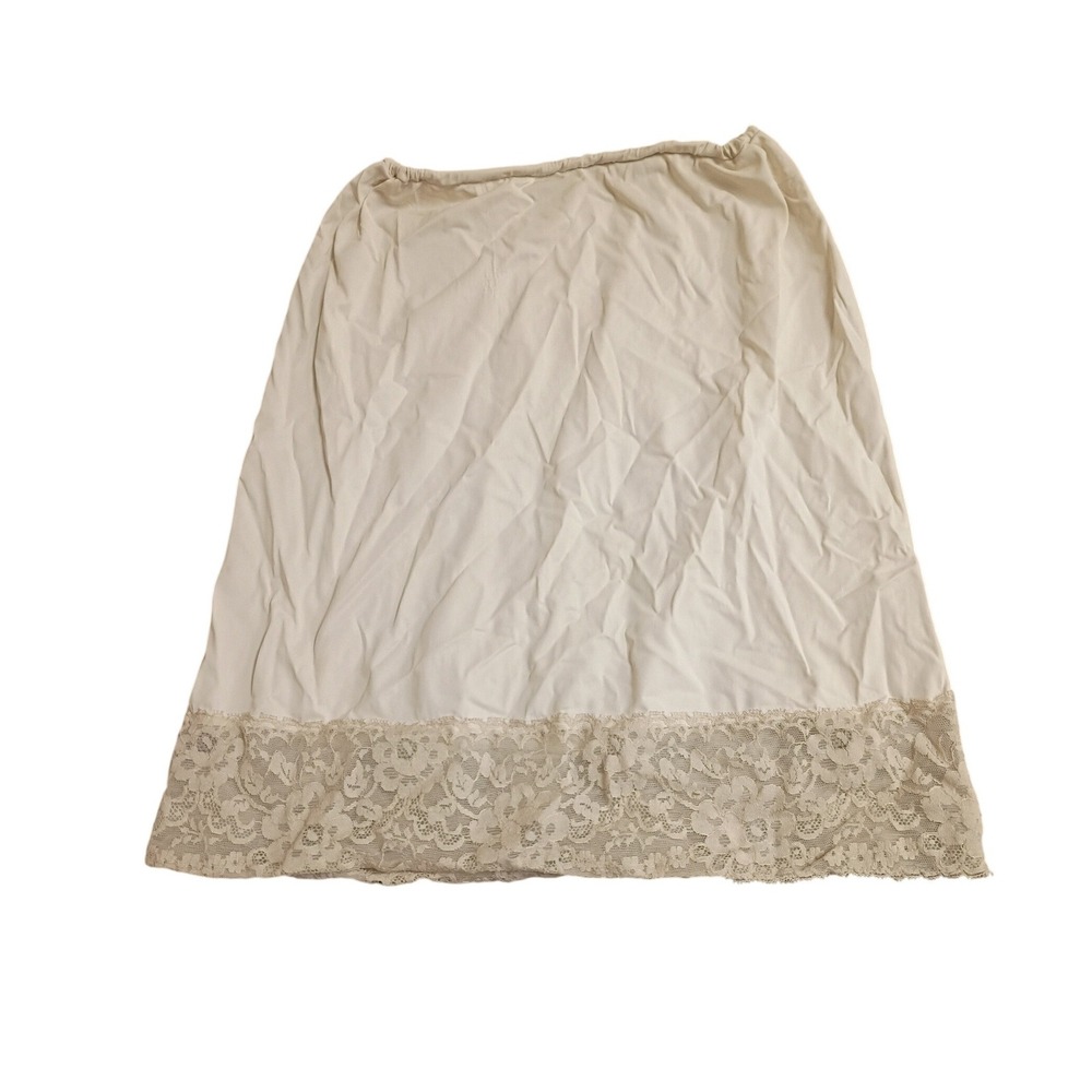 Van Raalte Half Slip‎ Small Beige Vintage Lace Trim Nylon Skirt Undergarment